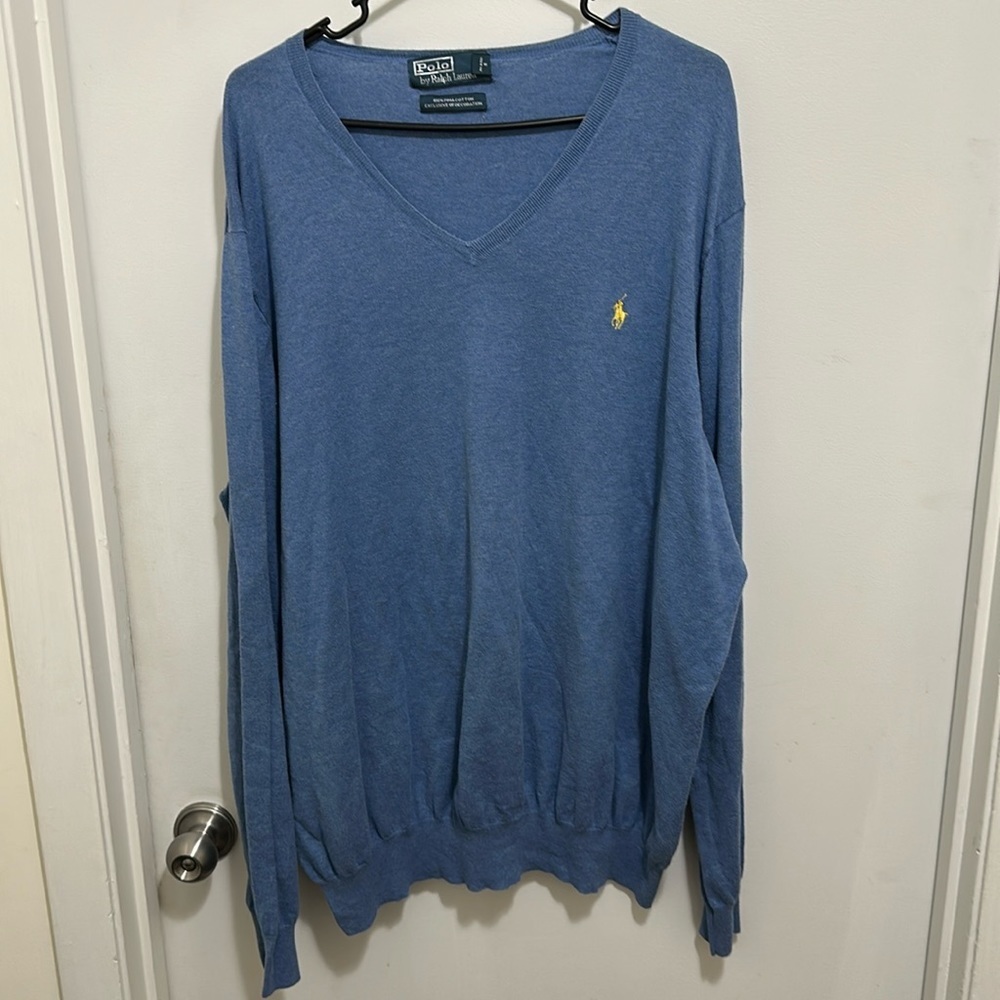 Polo by Ralph Lauren 100% Pima Cotton V Neck Sweater size 2XLT